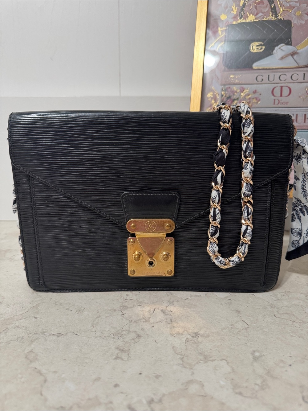 Authentic Louis Vuitton Black Epi Leather Wristlet with Gold S Lock - Picture 13 of 13